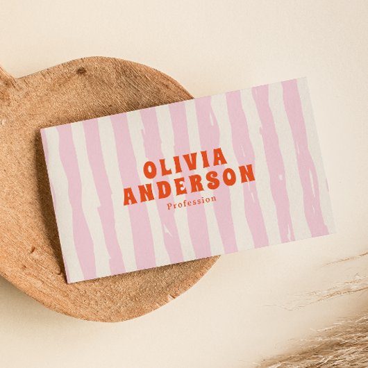 Retro Bold Pink 70s Boho Groovy Funky Girly Trendy Visitekaartje