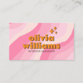 Retro Bold Pink Orange QR Code Groovy Girly Unique Visitekaartje (Voorkant)