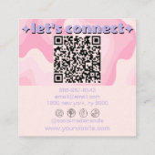 Retro Bold Pink Purple QR Code Groovy Girly Trendy Vierkante Visitekaartje (Achterkant)