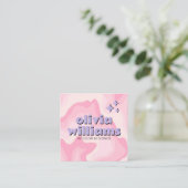 Retro Bold Pink Purple QR Code Groovy Girly Trendy Vierkante Visitekaartje (Staand voorkant)