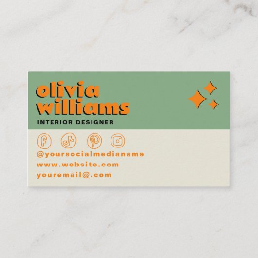 Retro Bold Psychedelic Groovy Checkered Unique Fun Visitekaartje (Achterkant)