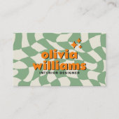 Retro Bold Psychedelic Groovy Checkered Unique Fun Visitekaartje (Voorkant)