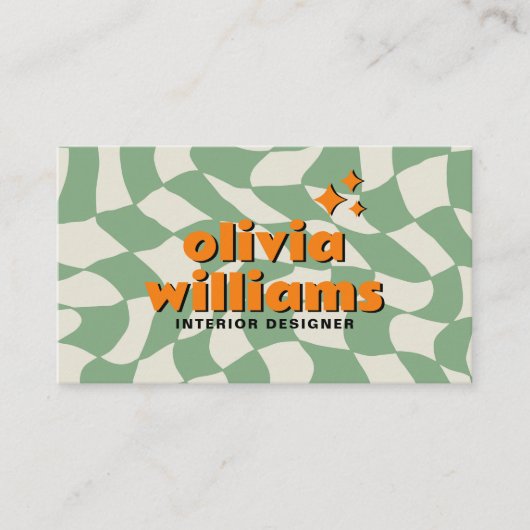 Retro Bold Psychedelic Groovy Checkered Unique Fun Visitekaartje (Voorkant)