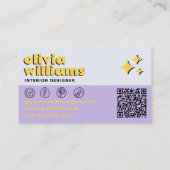 Retro Bold QR-code 70s Groovy Geruite Trendy Visitekaartje (Achterkant)