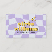 Retro Bold QR-code 70s Groovy Geruite Trendy Visitekaartje (Voorkant)