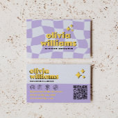 Retro Bold QR-code 70s Groovy Geruite Trendy Visitekaartje