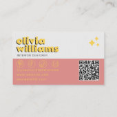 Retro Bold QR-code 70s Groovy Geruite Trendy Visitekaartje (Achterkant)