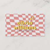 Retro Bold QR-code 70s Groovy Geruite Trendy Visitekaartje (Voorkant)