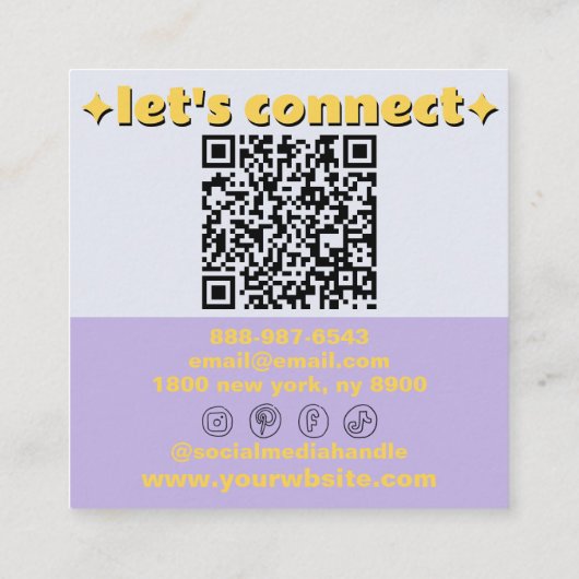 Retro Bold QR Code Groovy Checkered Boho Funky Vierkante Visitekaartje (Achterkant)