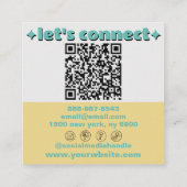 Retro Bold QR Code Groovy Checkered Boho Trendy Vierkante Visitekaartje (Achterkant)