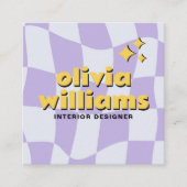 Retro Bold QR Code Groovy Geruite Boho Funky Vierkante Visitekaartje (Voorkant)
