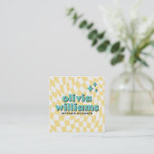 Retro Bold QR-code Groovy Geruite Boho Trendy Vierkante Visitekaartje (Staand voorkant)