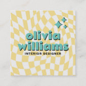 Retro Bold QR-code Groovy Geruite Boho Trendy Vierkante Visitekaartje (Voorkant)