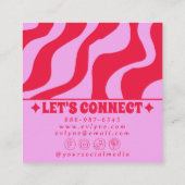 Retro Bold Red Pink 70s Boho Groovy Trendy Girly Vierkante Visitekaartje (Achterkant)