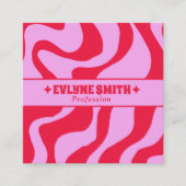 Retro Bold Red Pink 70s Boho Groovy Trendy Girly Vierkante Visitekaartje (Voorkant)