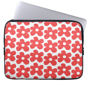 Retro Bold Rode Bloemen Chic Preppy Gift voor haar Laptop Sleeve