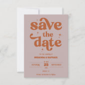 Retro Bold Roest & Perzik Foto Bruiloft Save The Date (Voorkant)