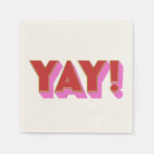 Retro Bold Rood Roze YAY Gefeliciteerd Party Servet (Voorkant)