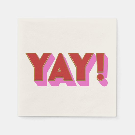 Retro Bold Rood Roze YAY Gefeliciteerd Party Servet (Voorkant)