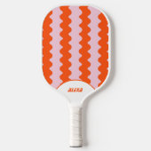 Retro Bold Rood Sinaasappel Roze 70s & 90s Stripes Pickleball Paddle (Voorkant)