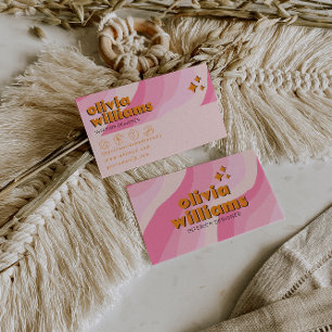 Retro Bold Roze Oranje Groovy Meisjesachtig Uniek  Visitekaartje