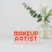 Retro Bold Roze Rood Make-up Artiest QR Code Visitekaartje (Staand voorkant)