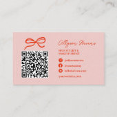Retro Bold Roze Rood Make-up Artiest QR Code Visitekaartje (Achterkant)
