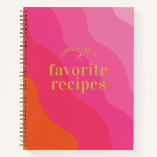 Retro Bold Roze Verloving Pas getrouwd Recept Notitieboek (Voorkant)