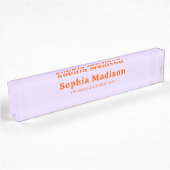 Retro Bold Serif Lavendel Oranje Naambordje