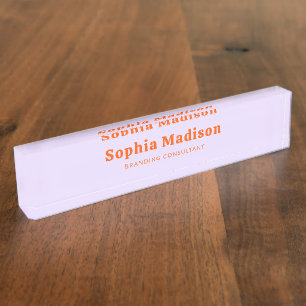 Retro Bold Serif Lavendel Oranje Naambordje
