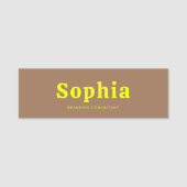 Retro Bold Serif Simple Brown Yellow Naamplaatje (Voorkant)