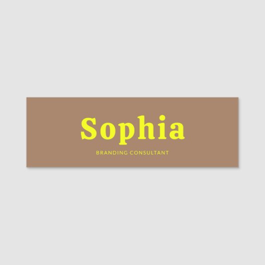 Retro Bold Serif Simple Brown Yellow Naamplaatje (Voorkant)