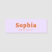 Retro Bold Serif Simple Green Lavender Orange Naamplaatje (Voorkant)