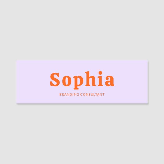 Retro Bold Serif Simple Green Lavender Orange Naamplaatje (Voorkant)