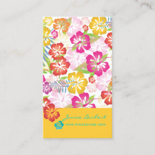 RETRO BOLD TROPICAL FLOWERS, HIBISCUS VISITEKAARTJE