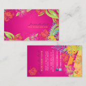 RETRO BOLD TROPICAL FLOWERS, HIBISCUS VISITEKAARTJE (Voorkant / Achterkant)