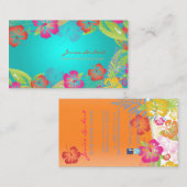 RETRO BOLD TROPICAL FLOWERS, HIBISCUS VISITEKAARTJE (Voorkant / Achterkant)