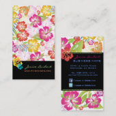 RETRO BOLD TROPICAL FLOWERS, HIBISCUS VISITEKAARTJE (Voorkant / Achterkant)