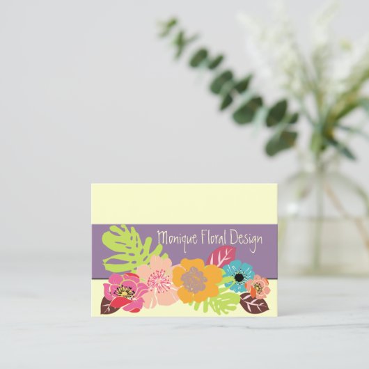 RETRO BOLD TROPISCHE BLOEMEN/DIY ACHTERGROND VISITEKAARTJE (Staand voorkant)