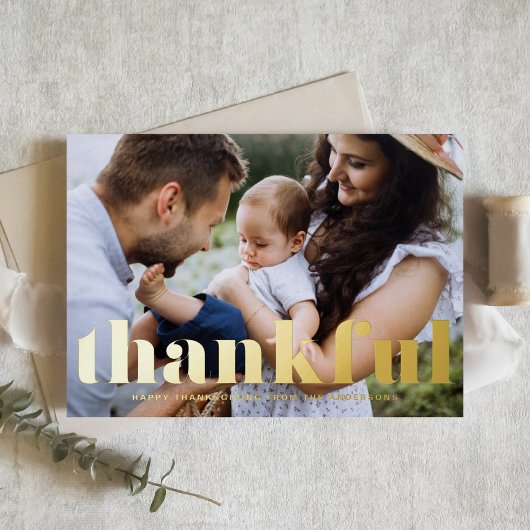 Retro Bold Typografie Dankbaar Gelukkig Thanksgivi Folie Wenskaart