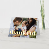 Retro Bold Typografie Dankbaar Gelukkig Thanksgivi Folie Wenskaart (Voorkant)