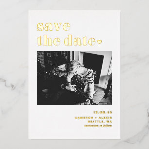 Retro Bold Typografie Foto opslaan Datum Folie Uitnodiging