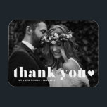 Retro Bold Typografie Fotobruiloft Dank u Magneet<br><div class="desc">Vier je liefde en show dankbaarheid met onze aanpasbare foto bruiloft dank je magneet! Deze unieke aandenken is ideaal om uw dierbaren te herinneren aan uw speciale dag, terwijl het uiten van uw oprechte bedankt op een gedenkwaardige manier. Het beschikt over retro gewaagde typografie en een hart overlay. Personaliseer het...</div>
