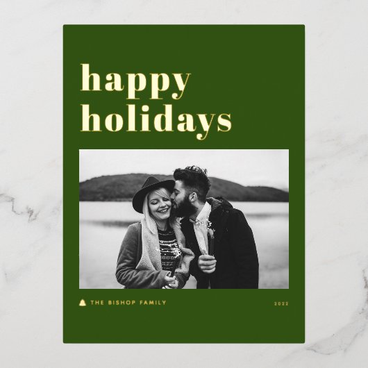 Retro Bold Typografie Green Prettige feestdagen Fo (Voorkant)