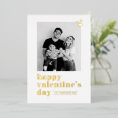 Retro Bold Typografie Red Photo Valentijnsdag Folie Feestdagenkaart (Staand Voorkant)