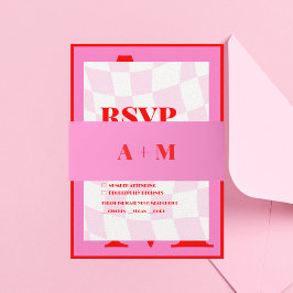 Retro Bold Typografie Roze Rood Uitnodigingen Wikkel