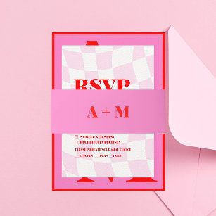 Retro Bold Typografie Roze Rood Uitnodigingen Wikkel