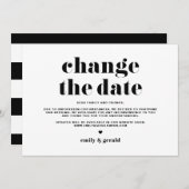 Retro Bold Typografie Zwart Verander de datum Aankondiging (Voorkant / Achterkant)