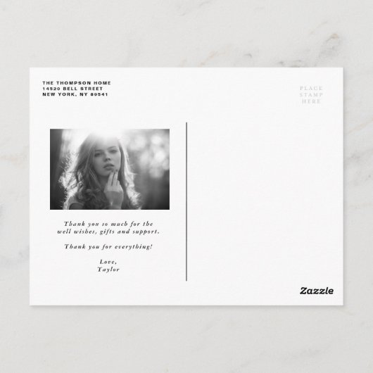 Retro Bold Typography Black Afstuderen Bedankt Briefkaart (Achterkant)