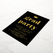 Retro Bold Typography Black Graduparty Folie Uitnodiging (Gedraaid)